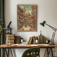 Vintage Market Scene Poster