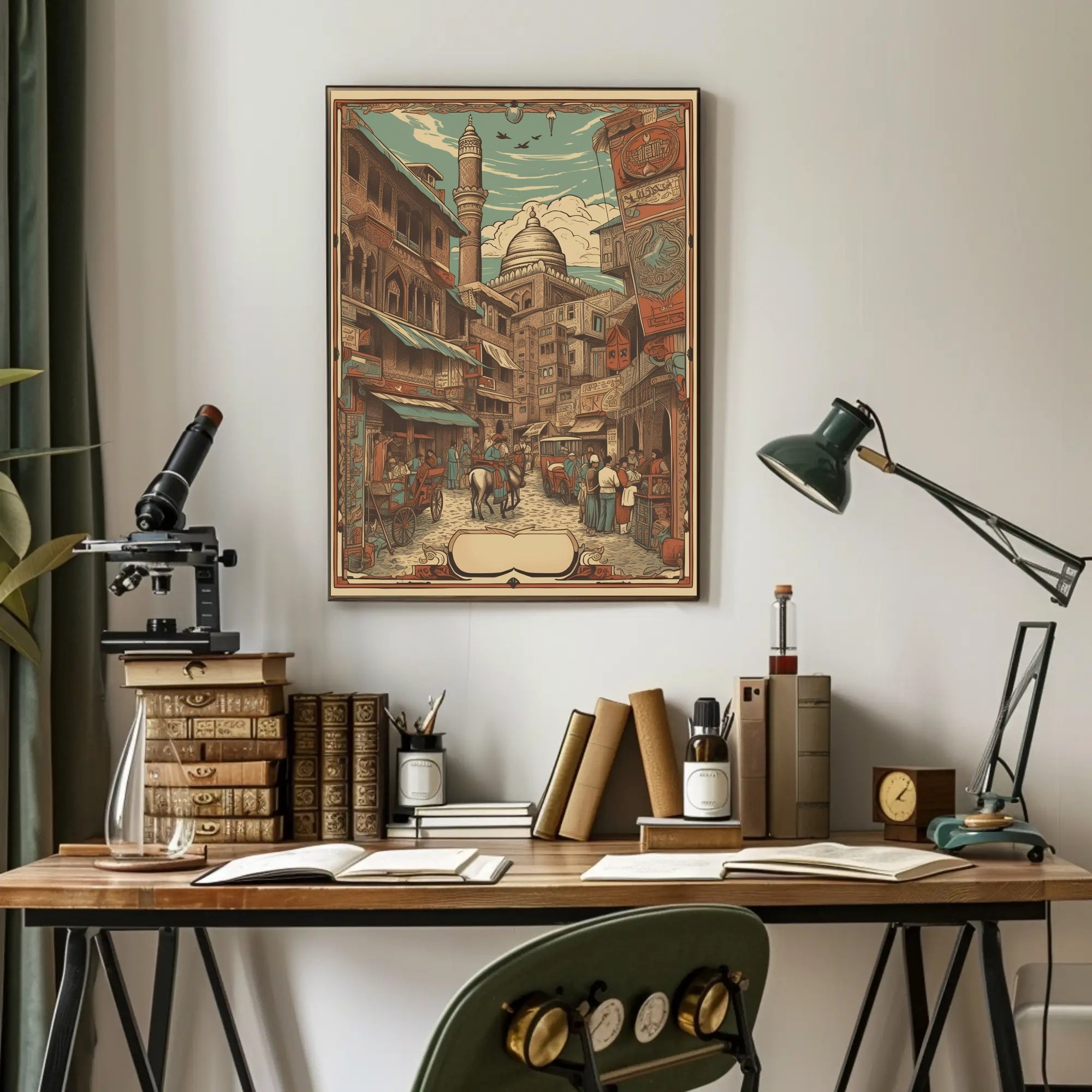 Vintage Market Scene Poster
