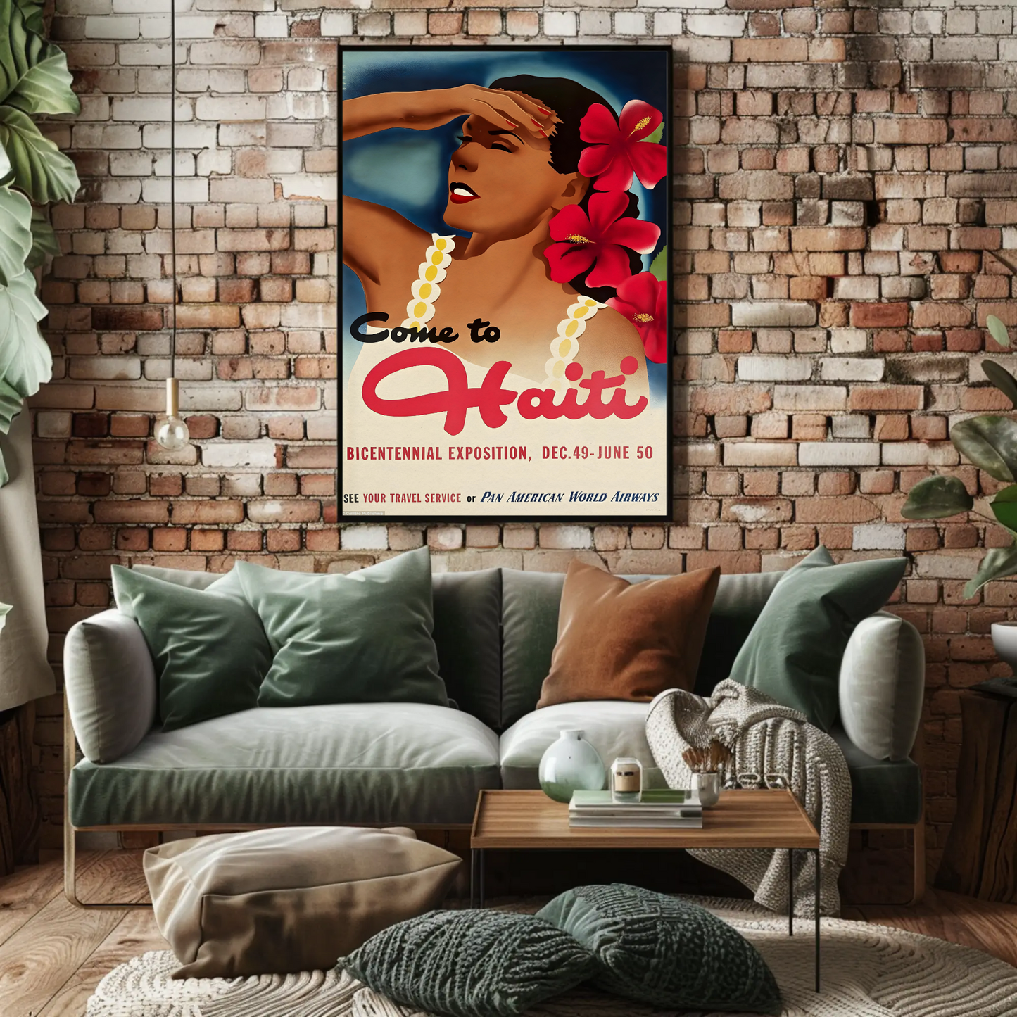 Haiti Vintage Poster Woman Flowers