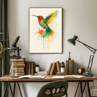 Vibrant Hummingbird Splash Poster