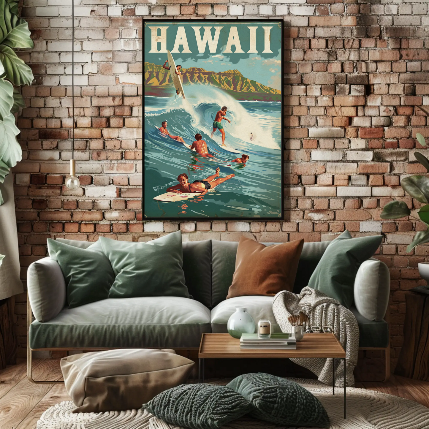 Vintage Poster Hawaii Surfing