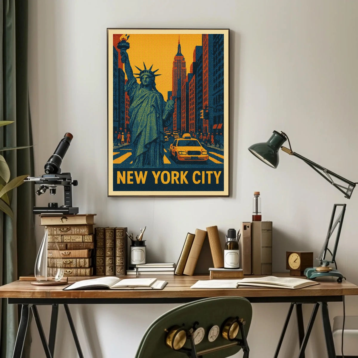 New York City Neon City Comic Art Poster Retro Wall Art