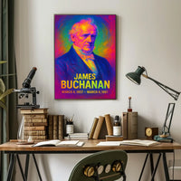 James Buchanan 15th President of the United States Neon Gradient Overlay Poster