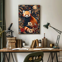 Red Panda in Bloom Wall Art Print