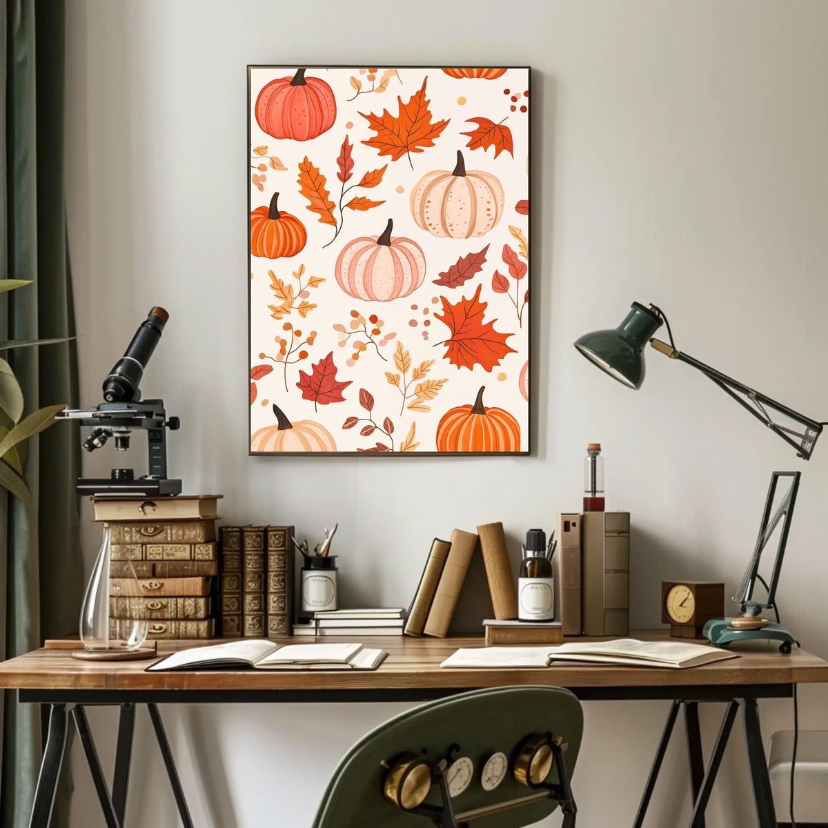 Autumn Harvest Fall Pumpkins Leaves Poster