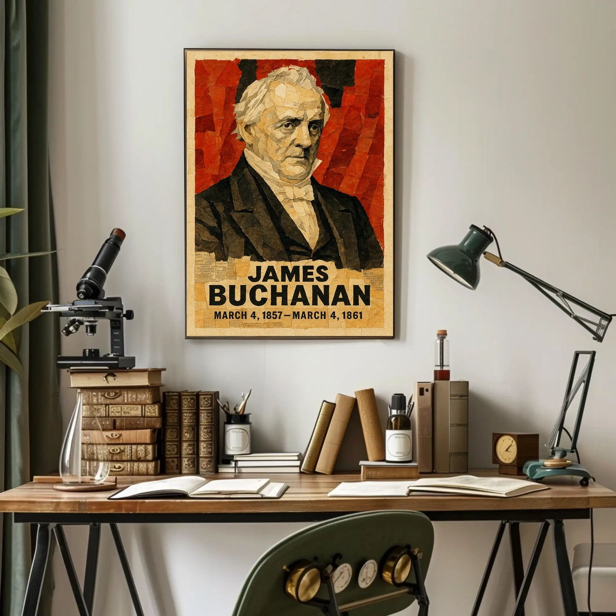 James Buchanan 15th President of the United States Layered paper Collage Poster