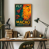 Fly Macao Travel with Vibrant Cultural Adventure Travel Poster PosterGoat