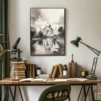 Taj Mahal Grayscale Serenity Travel Poster