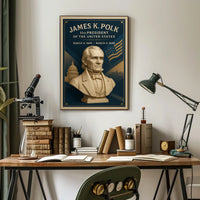 James K. Polk Bust Presidential History Poster