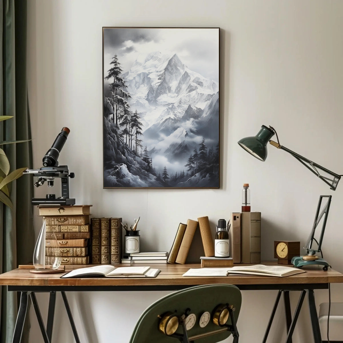 Majestic Snowy Mountainscape Scenic Art Poster
