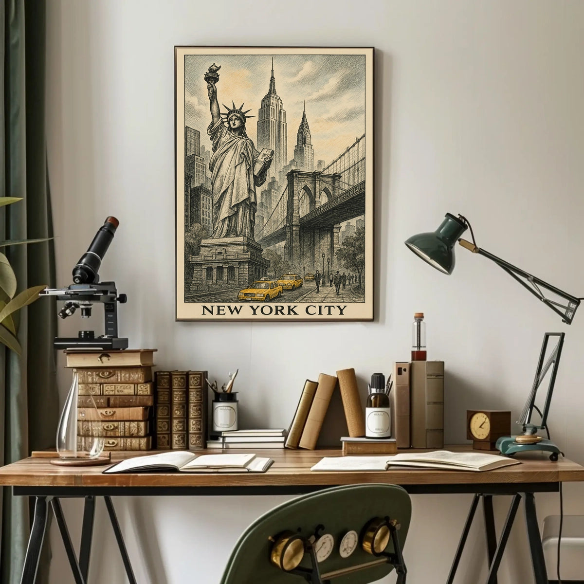 New York City Poster Vintage Travel Cityscape Wall Art