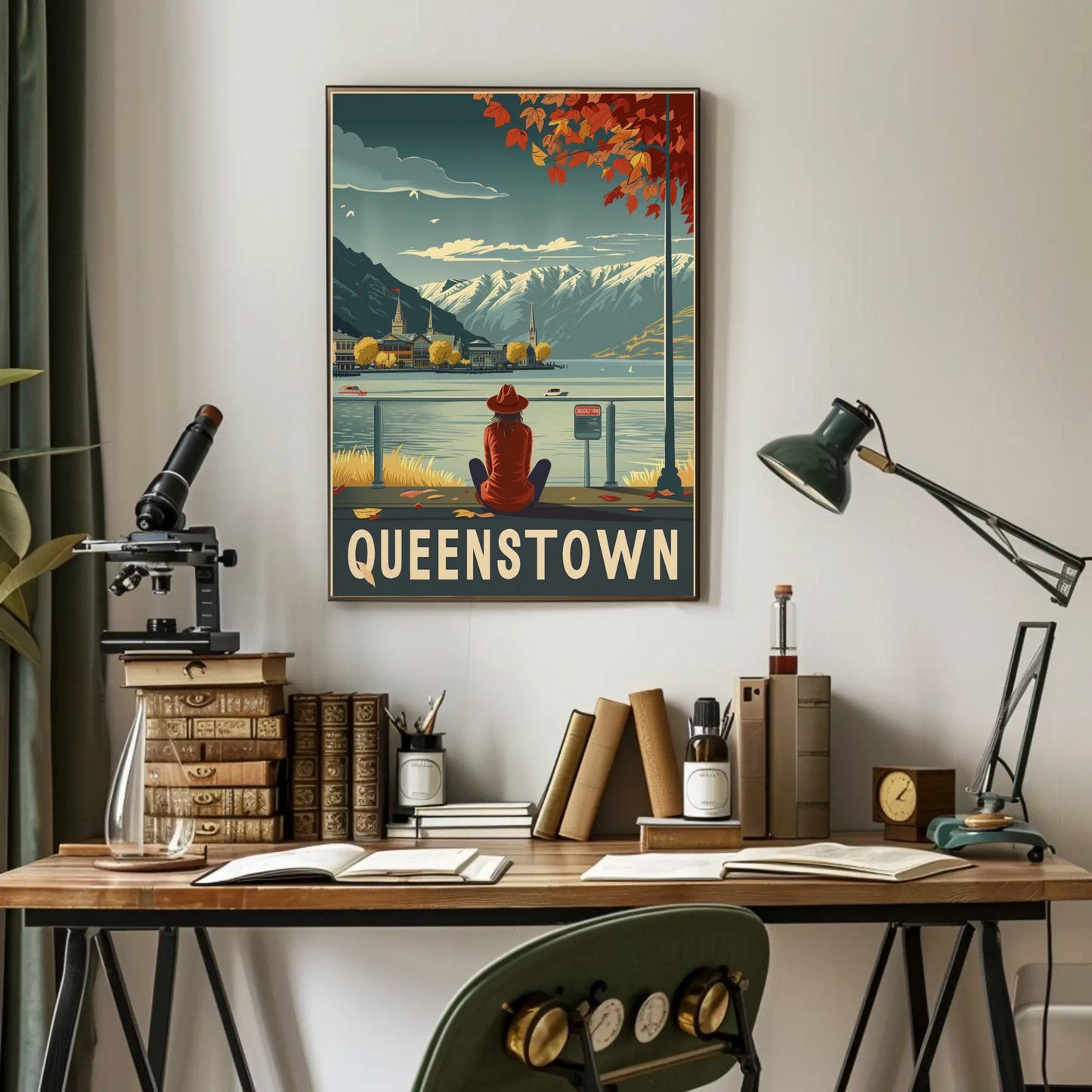Queenstown New Zealand Lakeside Travel Poster