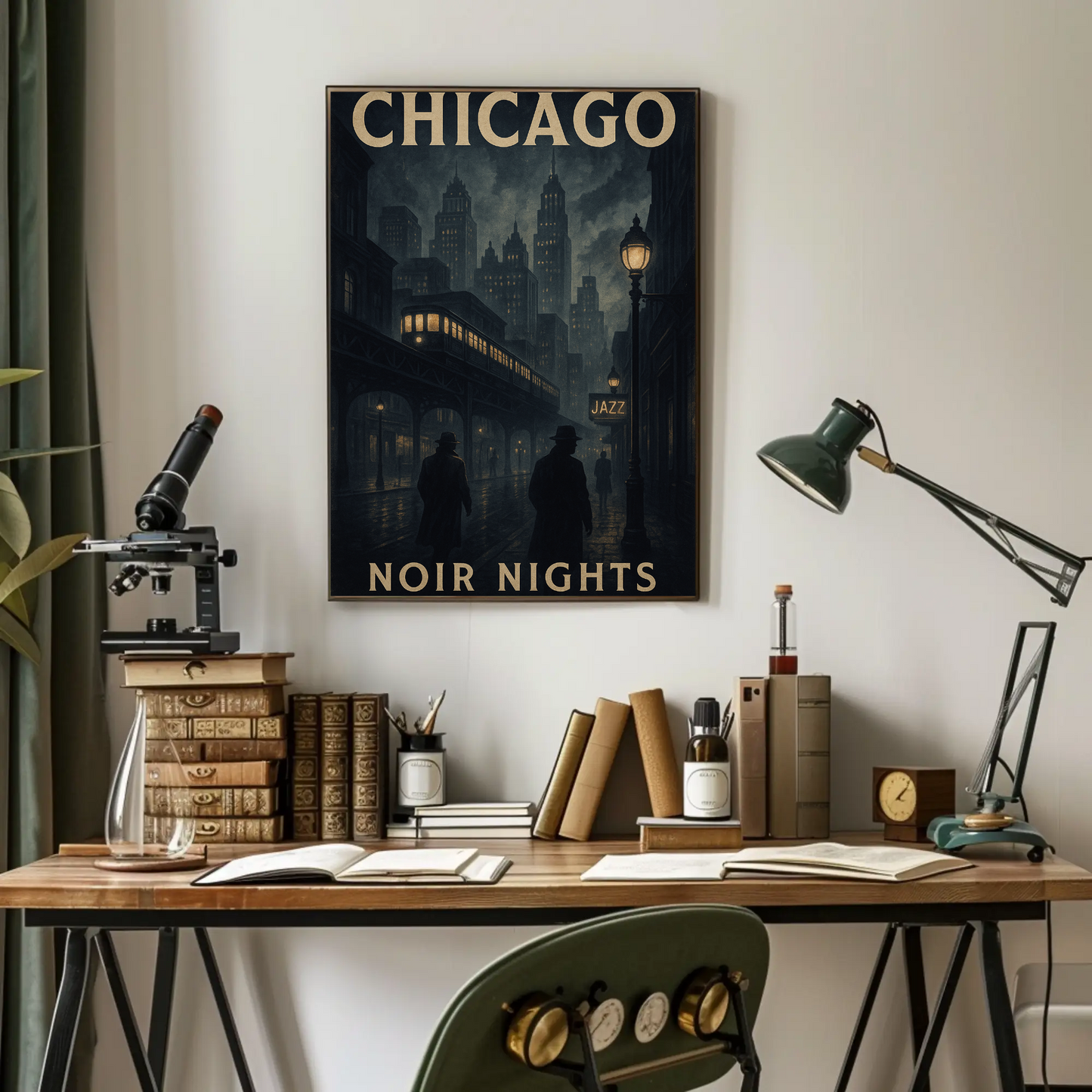 Chicago Noir Nights Jazz Travel Poster