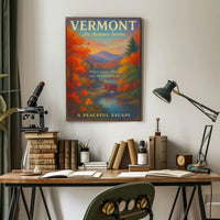 Vermont Autumn Serene Poster Vintage Landscape