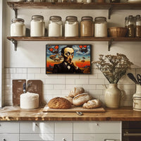 Surrealistic Abstract Art Dreamscape with Black Suit Figure Poster