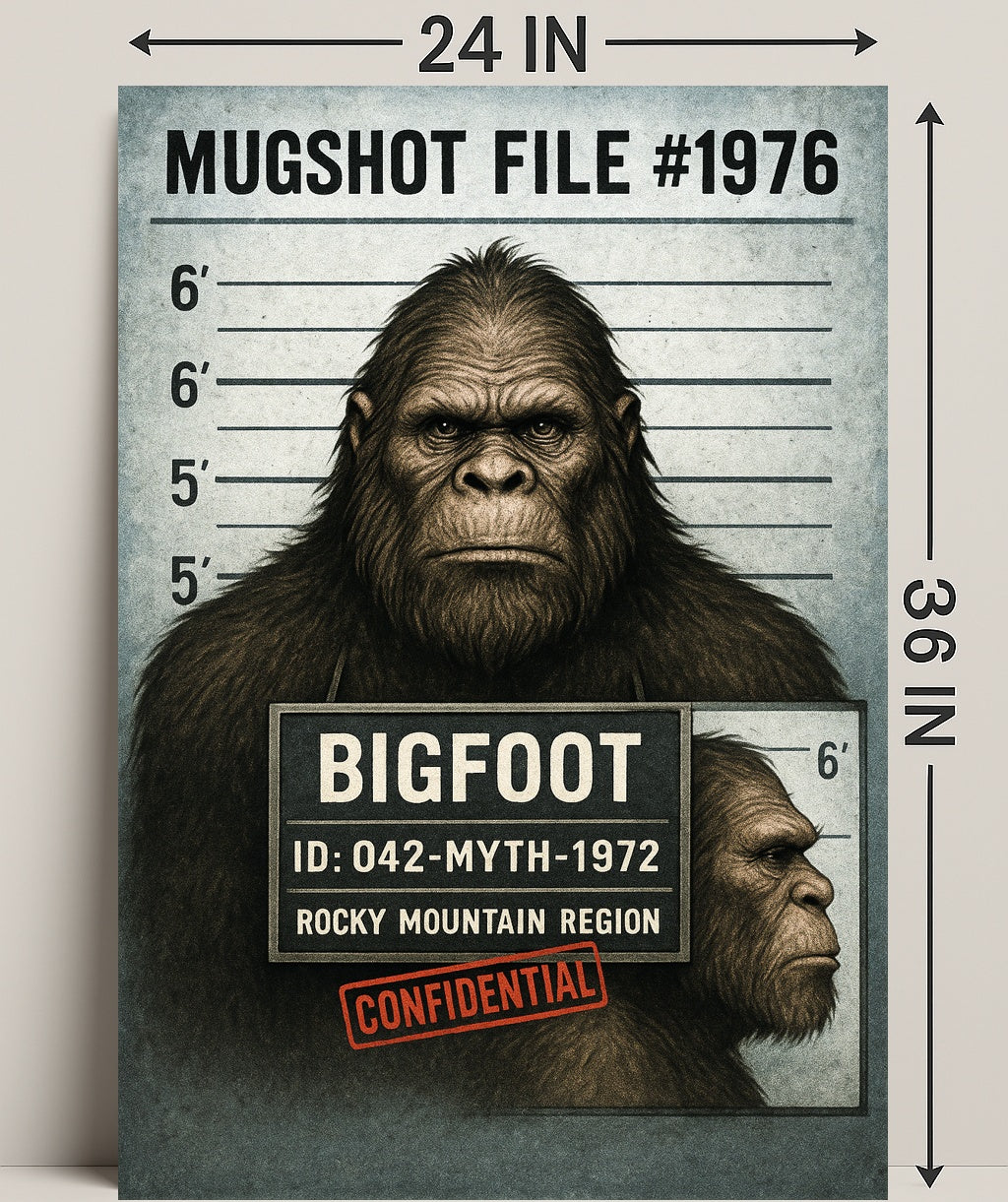 Bigfoot Mugshot Mythical Sighting Poster PosterGoat