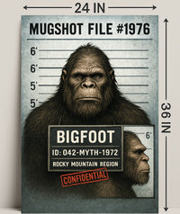 Bigfoot Mugshot Mythical Sighting Poster PosterGoat