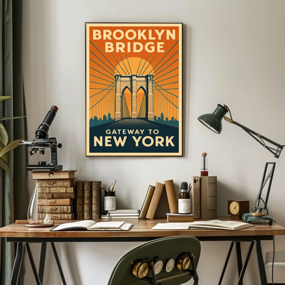 Brooklyn Bridge Gateway Poster Modern Travel Wall Art