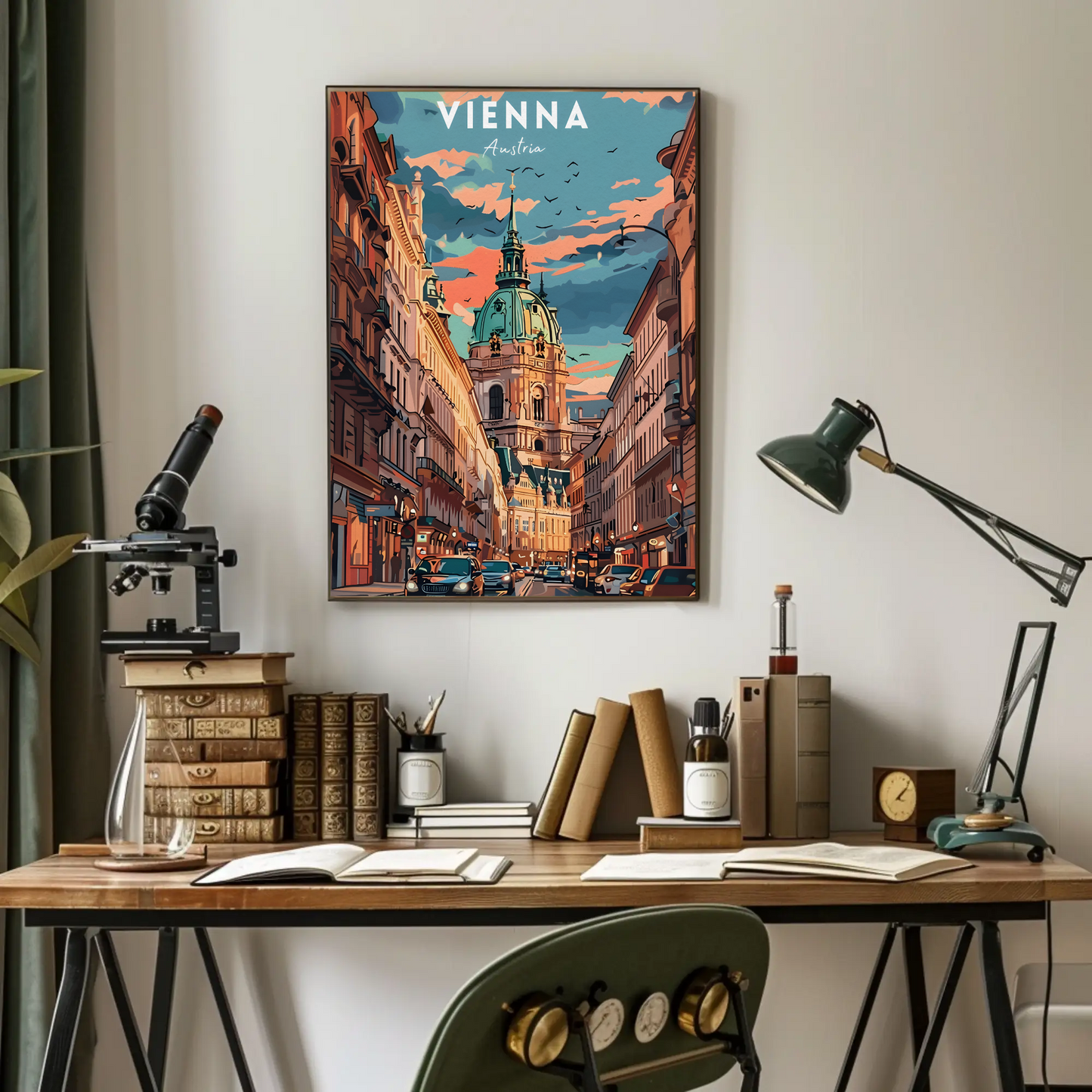 Vienna Cathedral Sunset Travel Poster