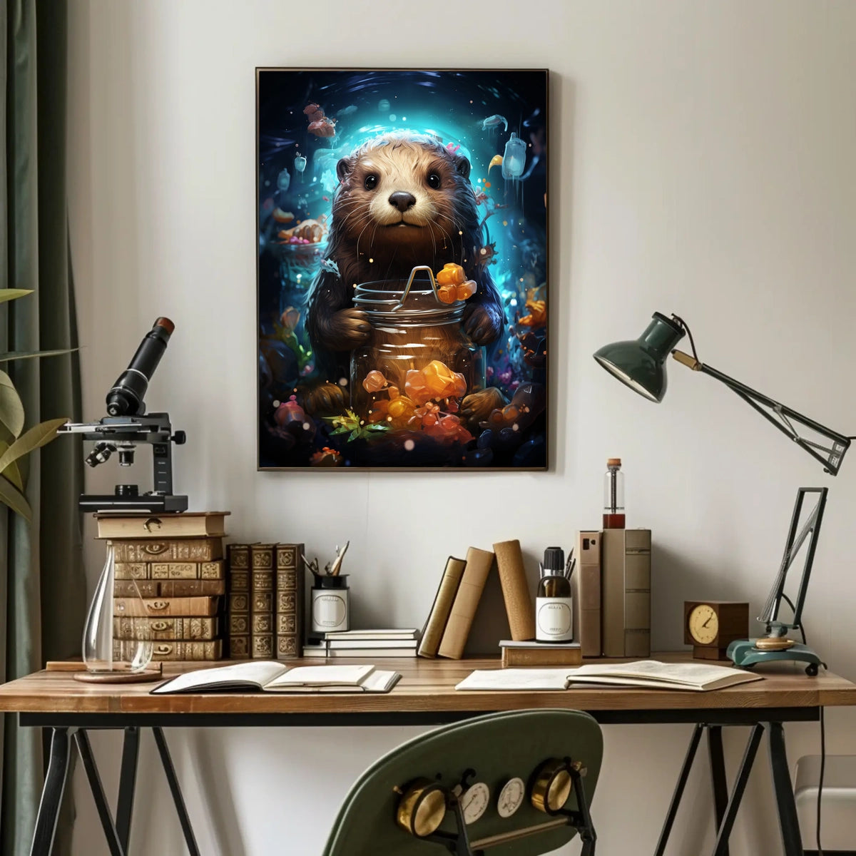 Otter Enchanted Ocean Gems Digital Painting Poster