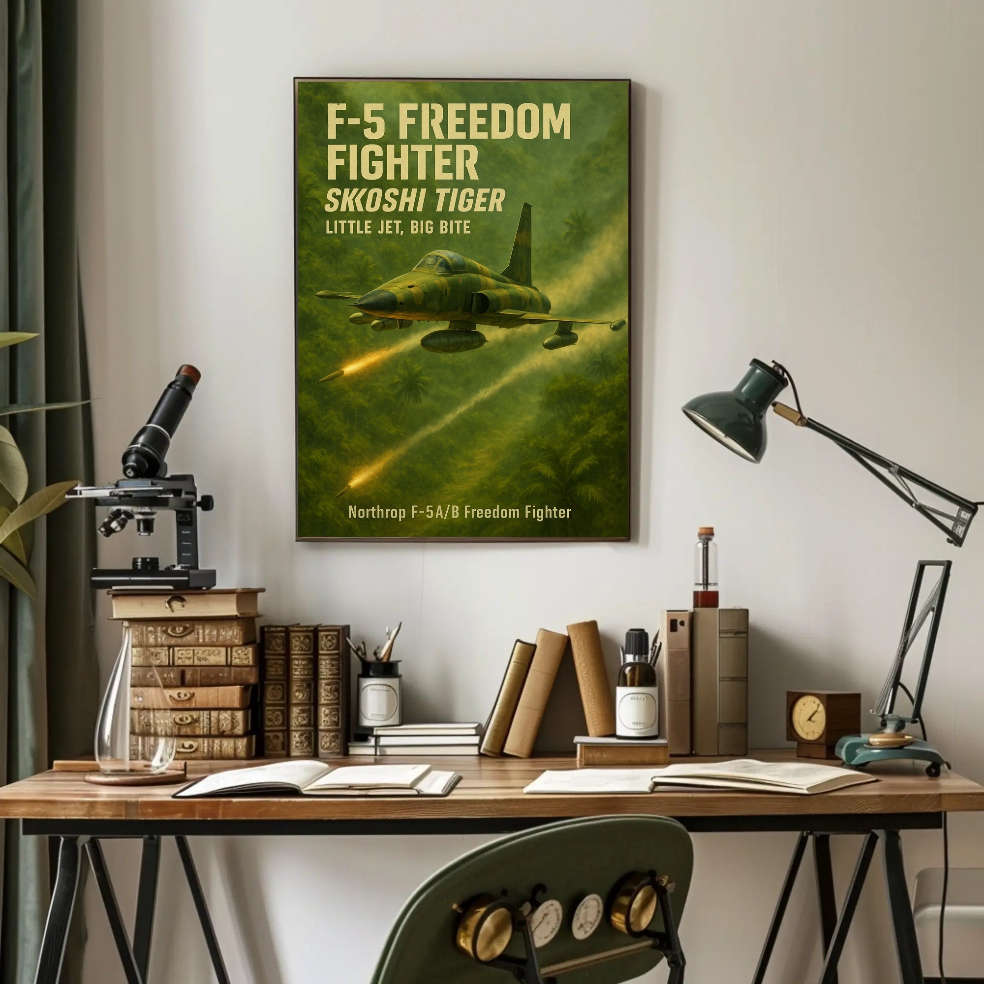 Northrop F-5 Fighter Jungle Scene Military Aviation Poster