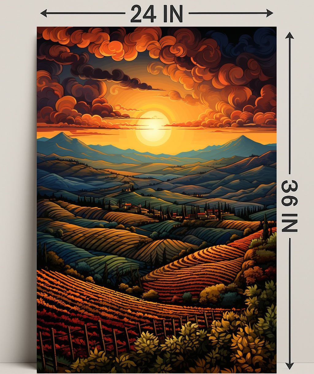 Sunset Over Rolling Hills Poster