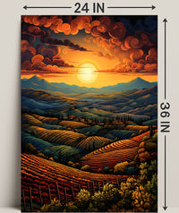 Sunset Over Rolling Hills Poster