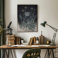 Mystical Abstract Wolf Amidst Wildflowers Artistic Poster PosterGoat