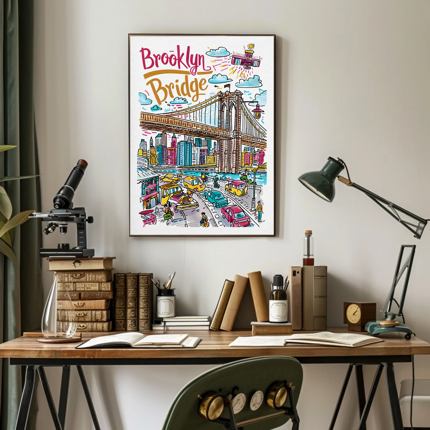 Brooklyn Bridge New York Iconic Landmark Travel Poster