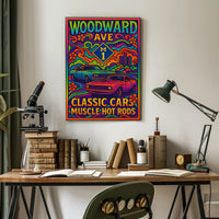Woodward Ave Muscle Car Poster