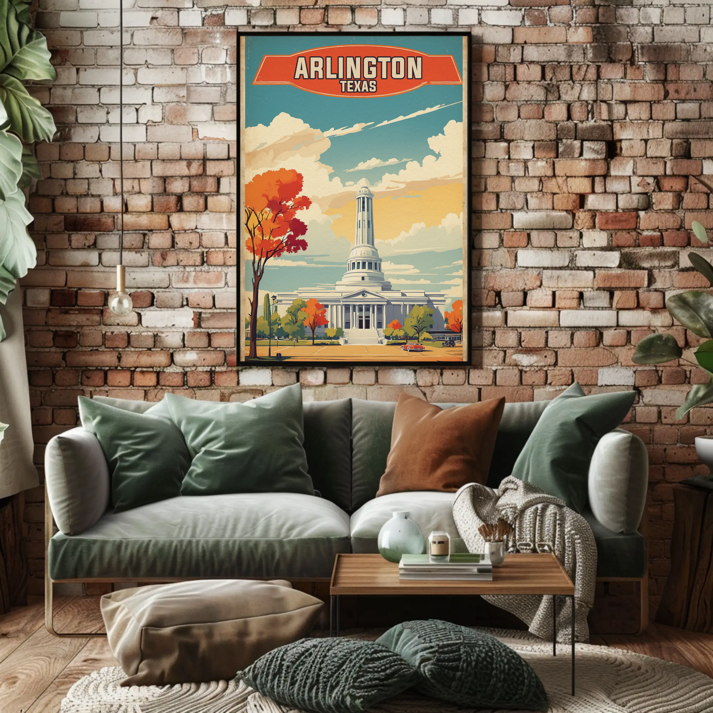 Arlington Texas Grand Capitol Vintage Travel Poster