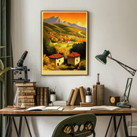 Serene Mountain Landscape at Sunset Poster