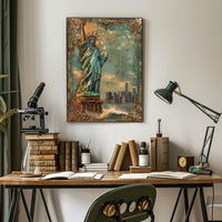 Statue Of Liberty American Heritage Poster Vintage Wall Art