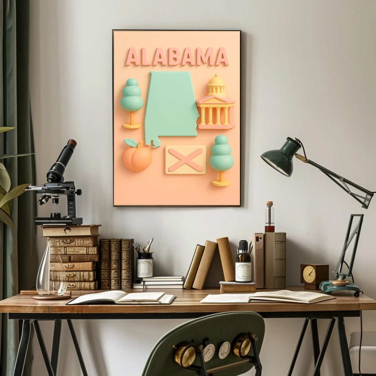 Alabama State Icons Poster