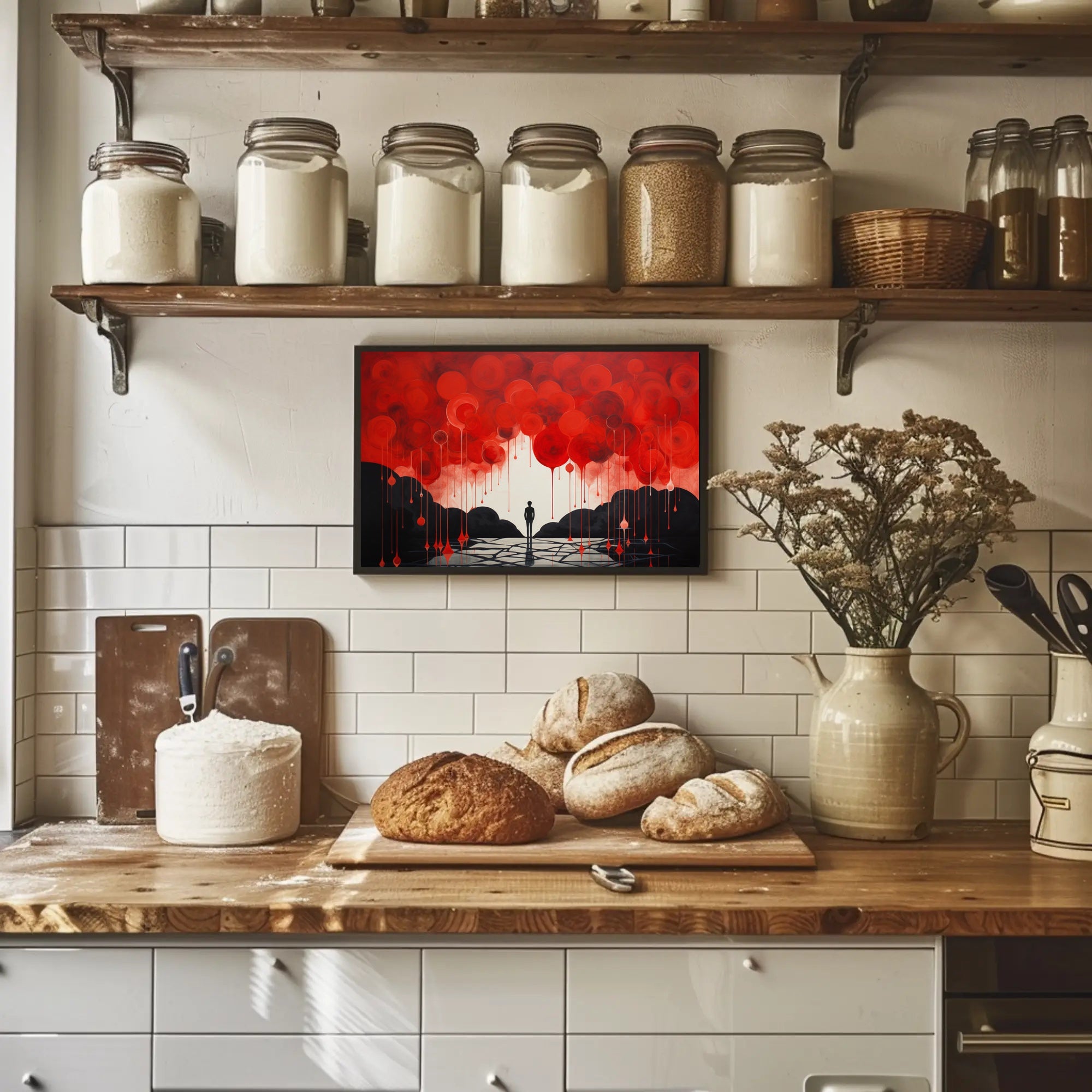 Surreal Silhouette in Red and Black Abstract or Artistic Poster