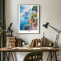 Capri Italy Watercolor Travel Poster PosterGoat