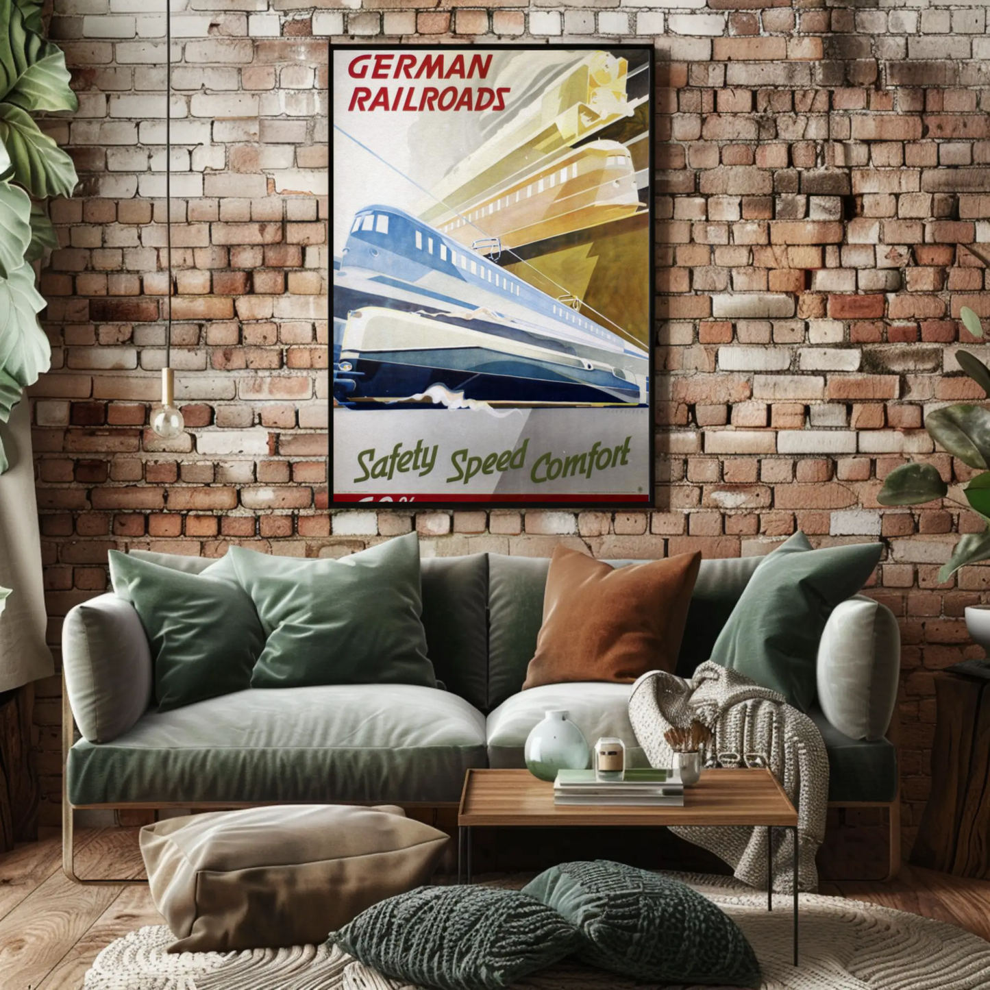 German Railroads Vintage Poster Speed Comfort