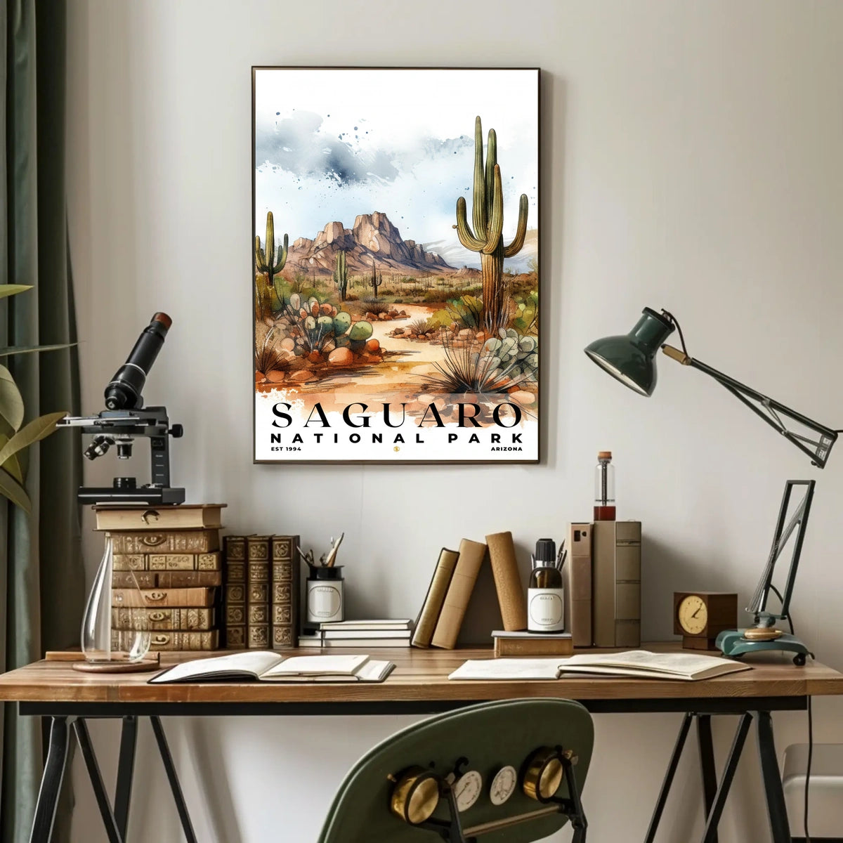 Saguaro Watercolor Wall Art Poster