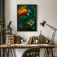 Vibrant Toucan and Brazilian Flag Poster
