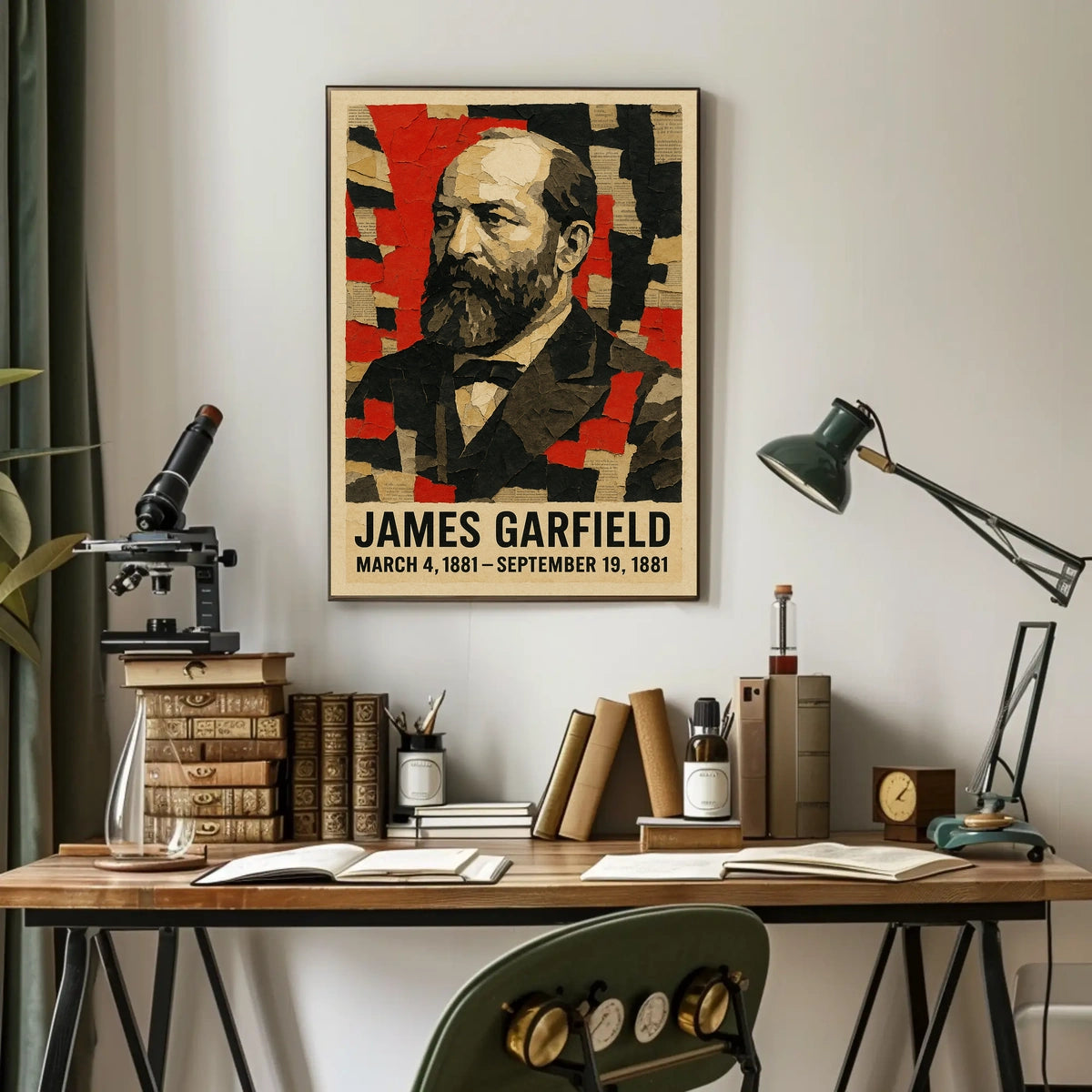 James A. Garfield 20th President of the United States Layered paper Collage Poster