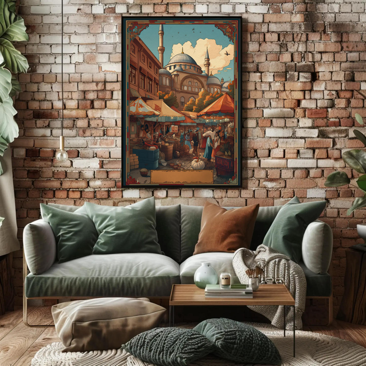 Turkish Market In Mosque Courtyard Vintage Travel Poster