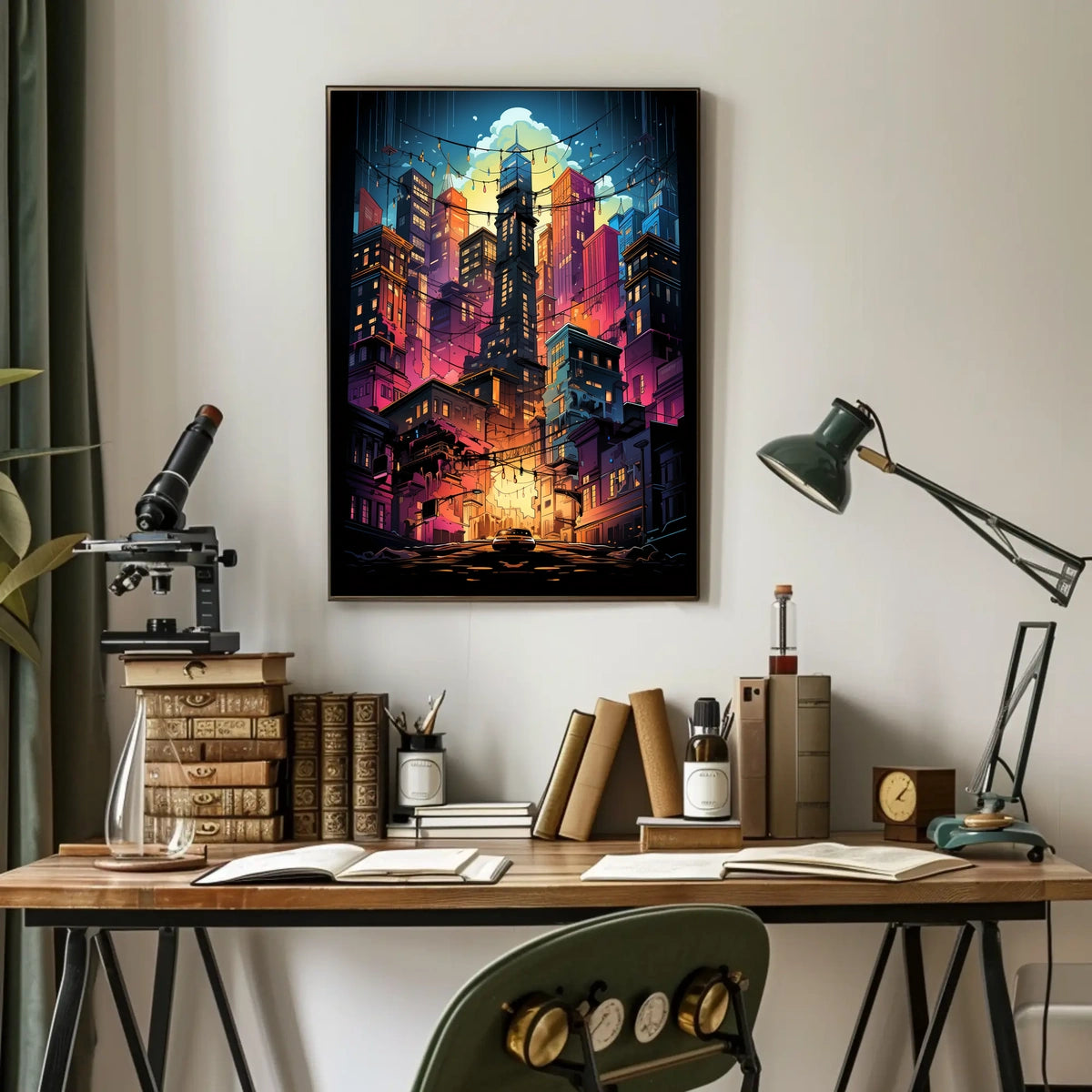 Vibrant Cityscape At Dusk Poster
