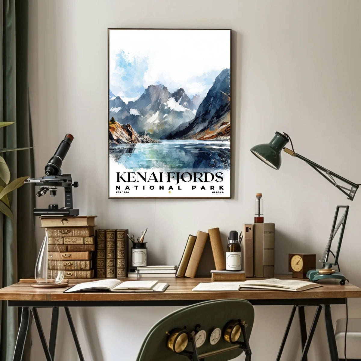 Kenai Fjords Watercolor Wall Art Poster