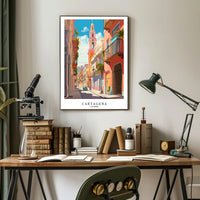 Cartagena Street Scene Poster PosterGoat