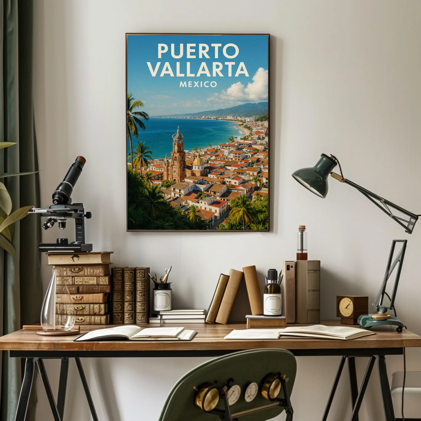 Puerto Vallarta Mexico Aerial Beach View Travel Poster