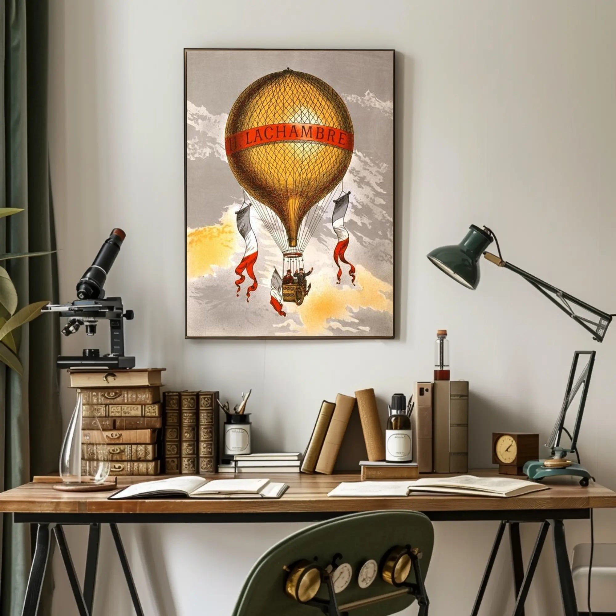 Vintage Hot Air Balloon Illustration Poster PosterGoat