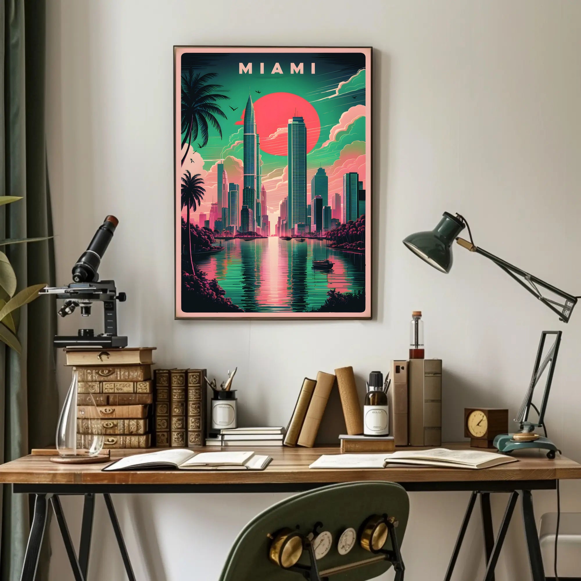 Miami Skyline Art Poster