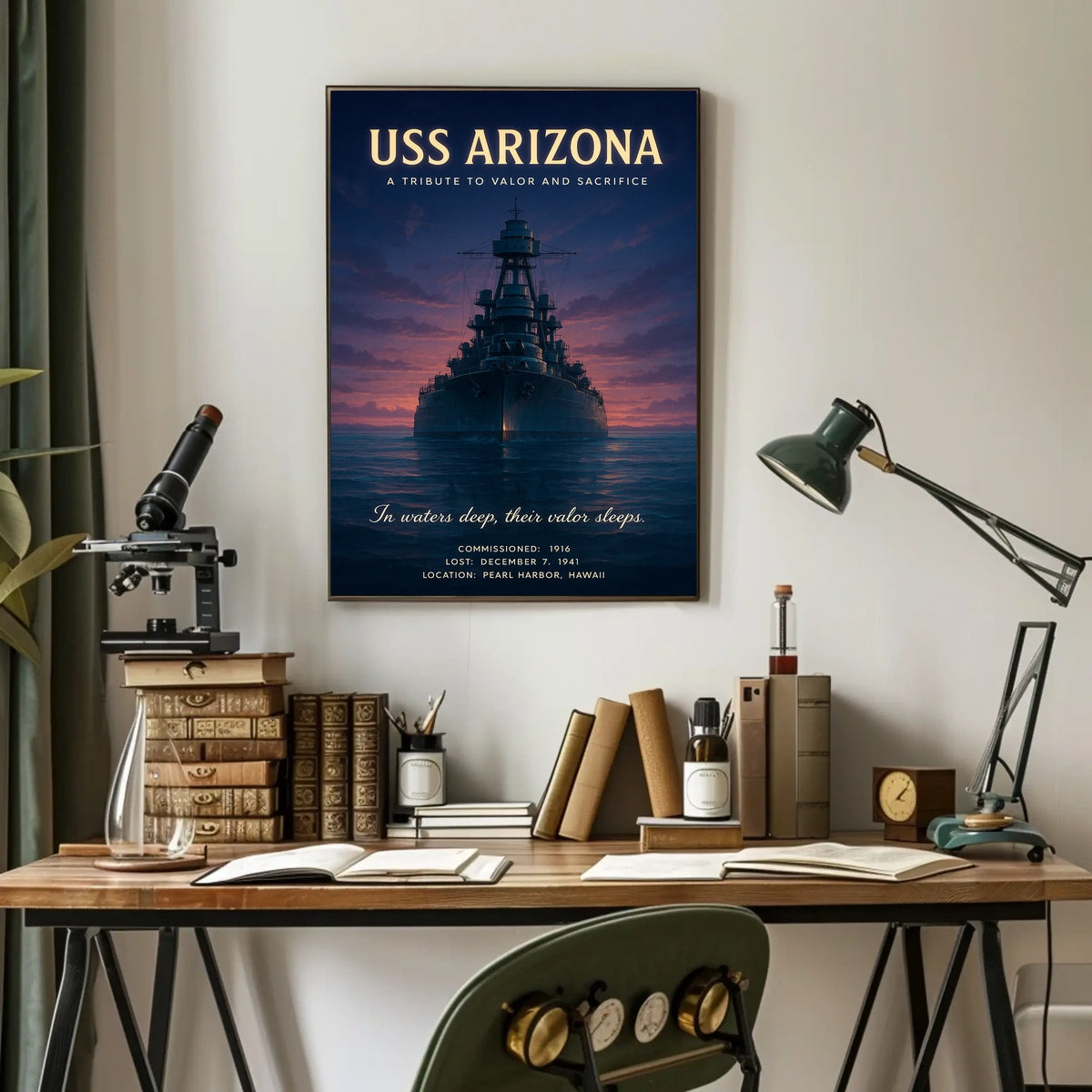 USS Arizona Poster Valor and Sacrifice for History Buffs