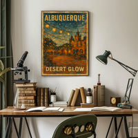 Desert Glow Landscape Southwest Desert Sunset Vista Art Print Poster