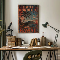East Honolulu Wanderlust Vintage Travel Poster